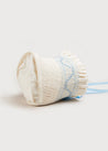 Off White and Blue Hand Smocked Baby Bonnet Knitted Accessories  from Pepa London US