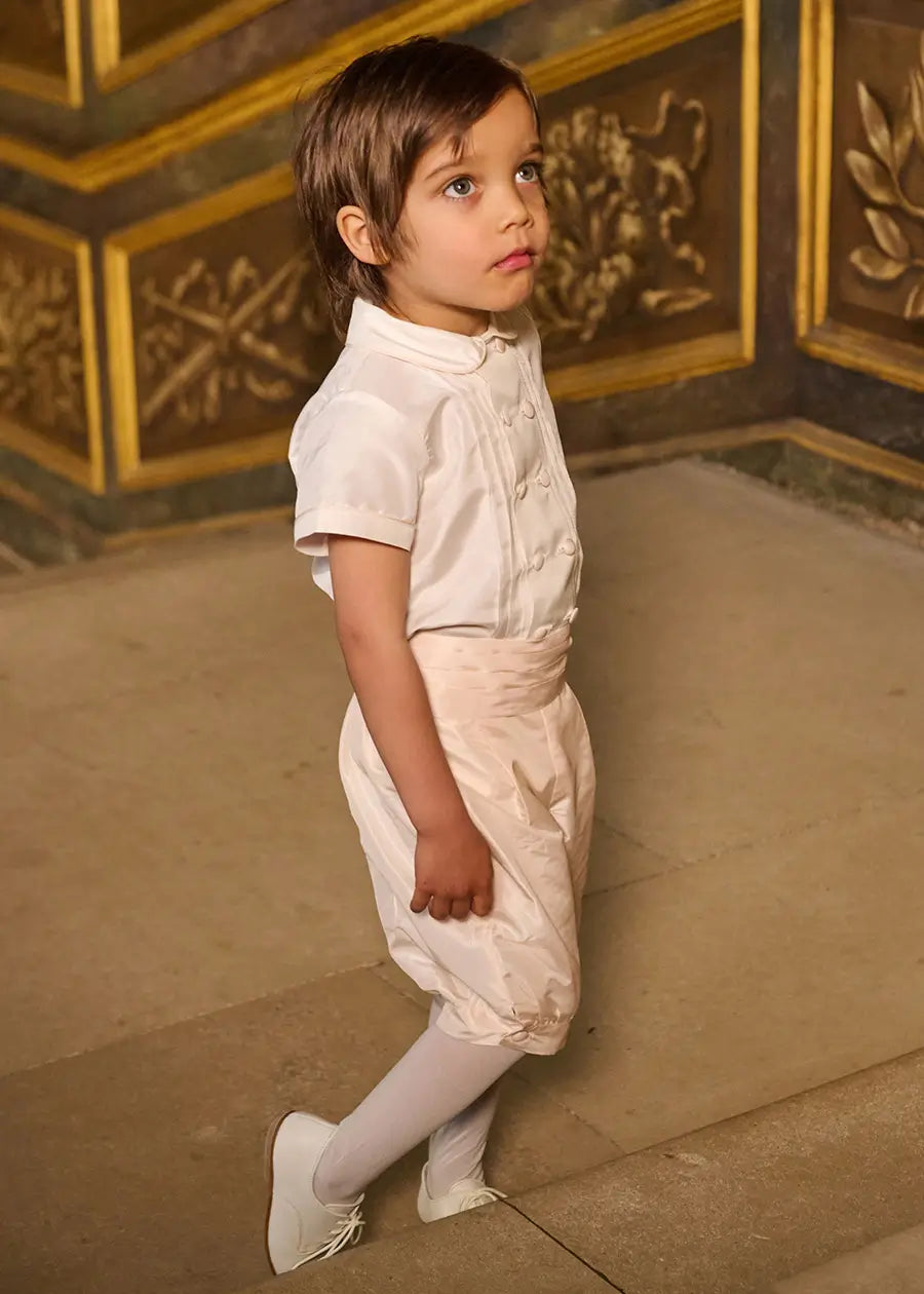 The Royal Silk Knickerbocker Three-Piece Set in Rose (2-6yrs) TWO PIECE SETS from Pepa London US