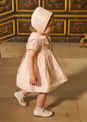 The Royal Silk Dress with Bloomers in Rose (6mths-3yrs) Dresses from Pepa London US