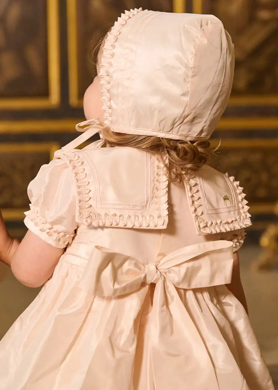 The Royal Silk Dress with Bloomers in Rose (6mths-3yrs) Dresses from Pepa London US