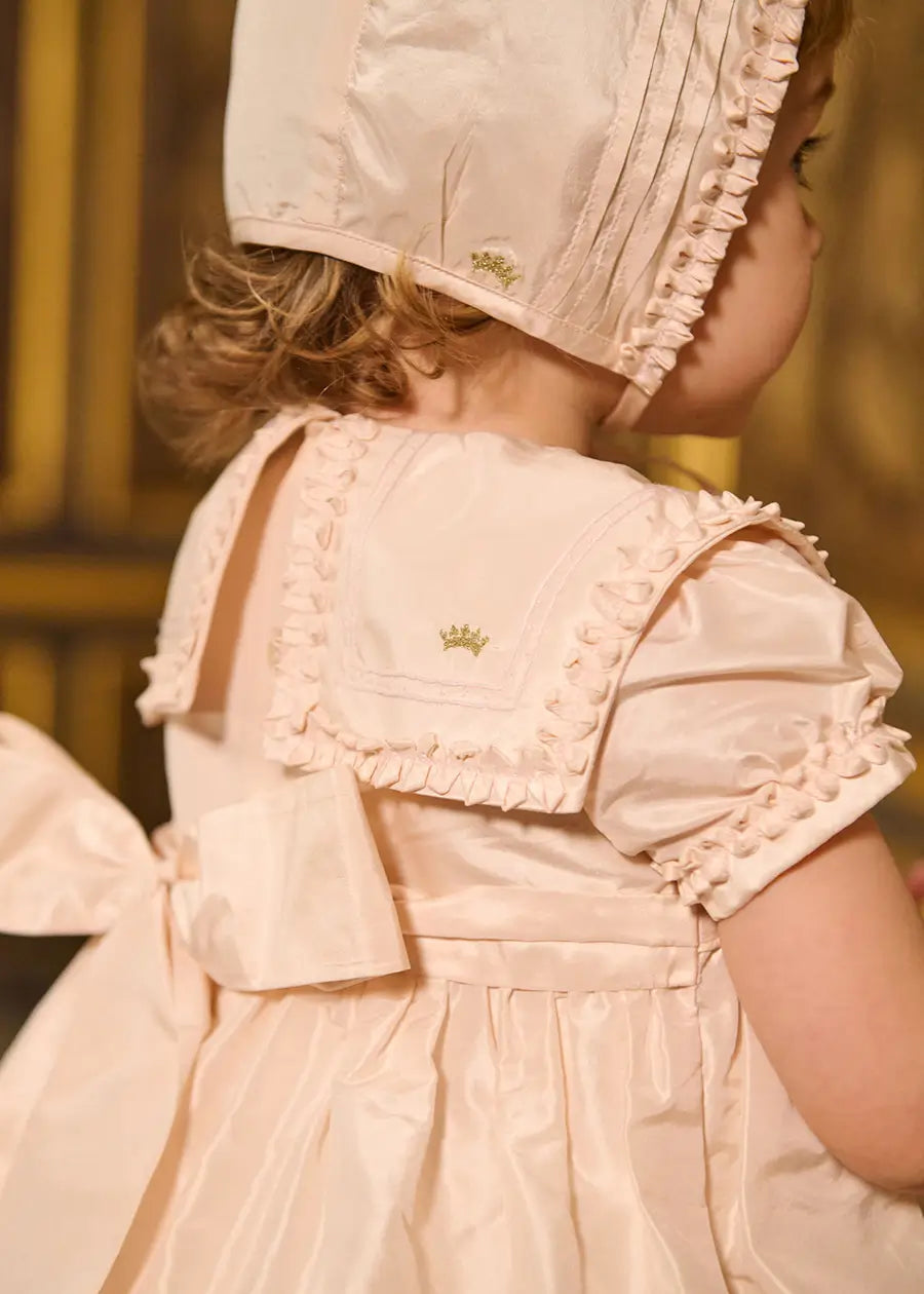 The Royal Silk Dress with Bloomers in Rose (6mths-3yrs) Dresses from Pepa London US