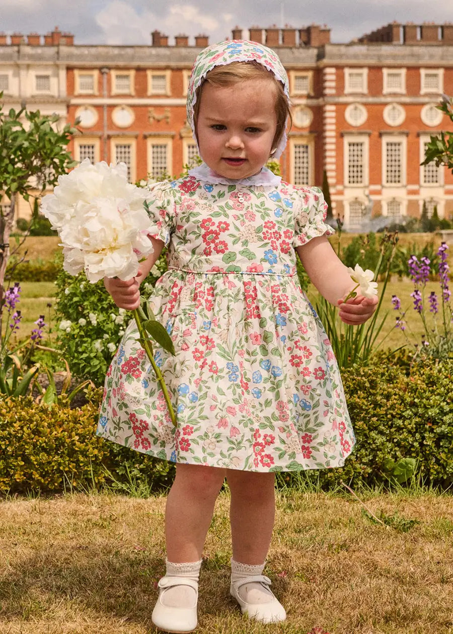 The Royal Floral Dress with Bloomers in Cream Made with Liberty Fabric (6mths-3yrs) Dresses from Pepa London US