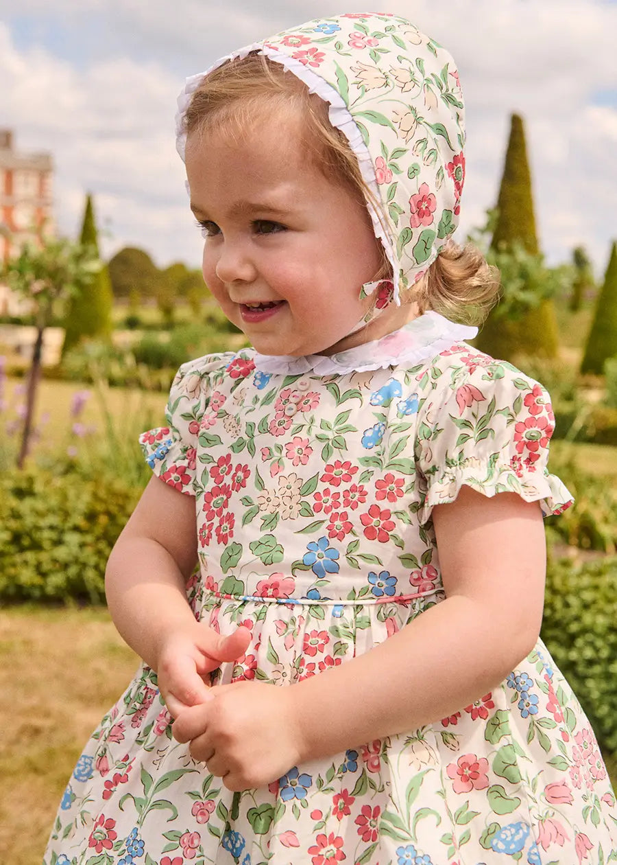 The Royal Floral Dress with Bloomers in Cream Made with Liberty Fabric (6mths-3yrs) Dresses from Pepa London US
