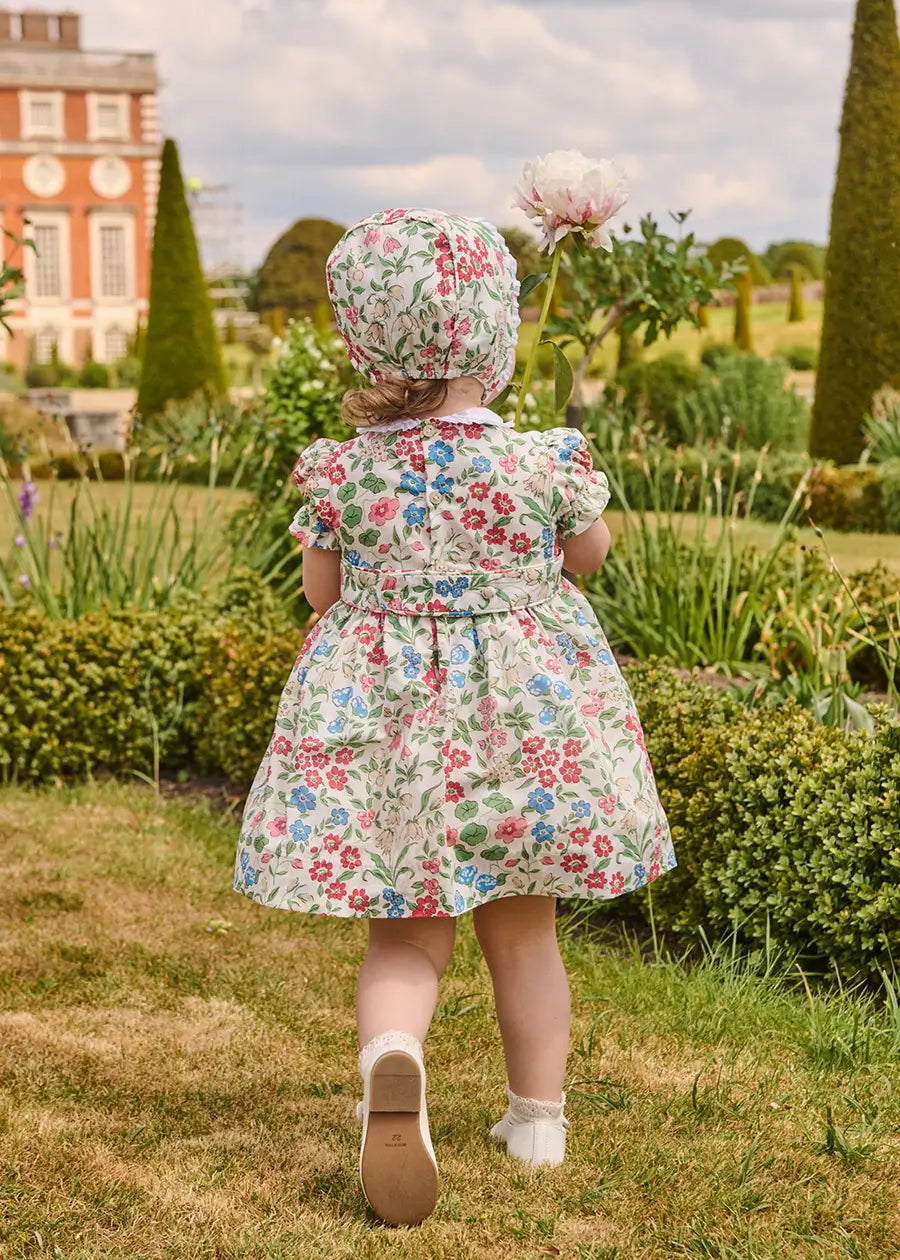 The Royal Floral Dress with Bloomers in Cream Made with Liberty Fabric (6mths-3yrs) Dresses from Pepa London US