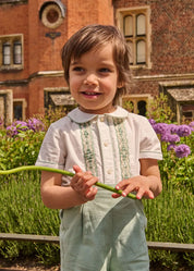 The Regency Floral Hand Smocked Two Piece Set in Green (12mths-5yrs) PRE-ORDER TWO PIECE SETS from Pepa London US