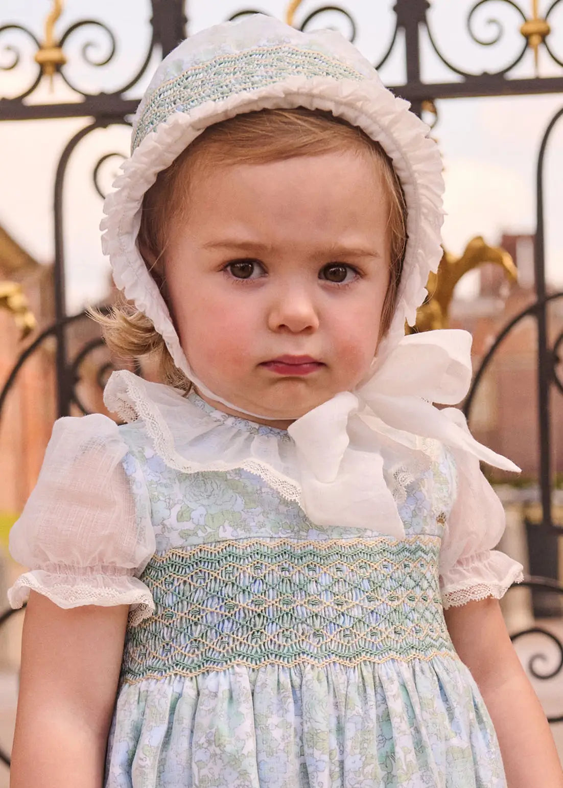 The Regency Floral Organza Bonnet in Green (S-M) PRE-ORDER Bonnets from Pepa London US