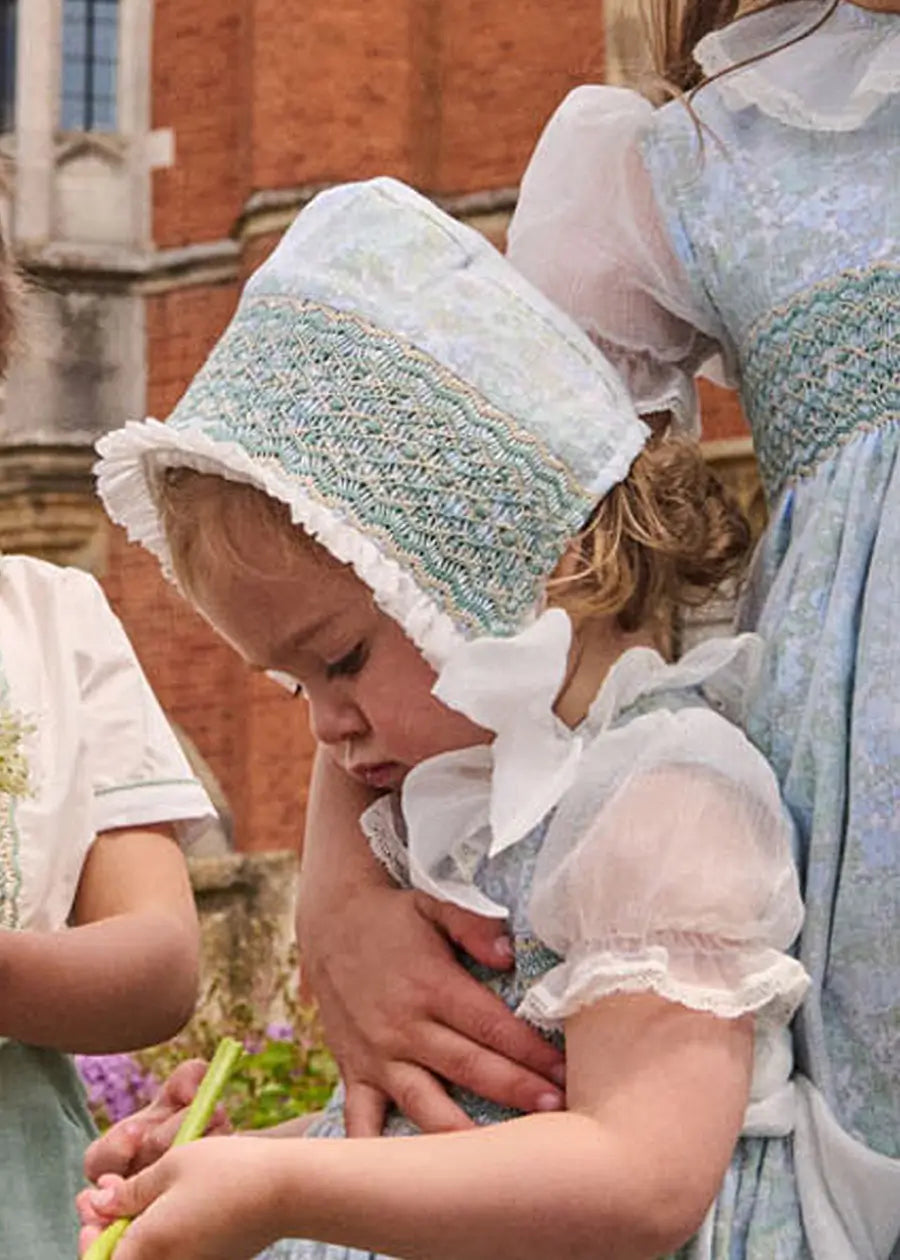 The Regency Floral Organza Bonnet in Green (S-M) PRE-ORDER Bonnets from Pepa London US