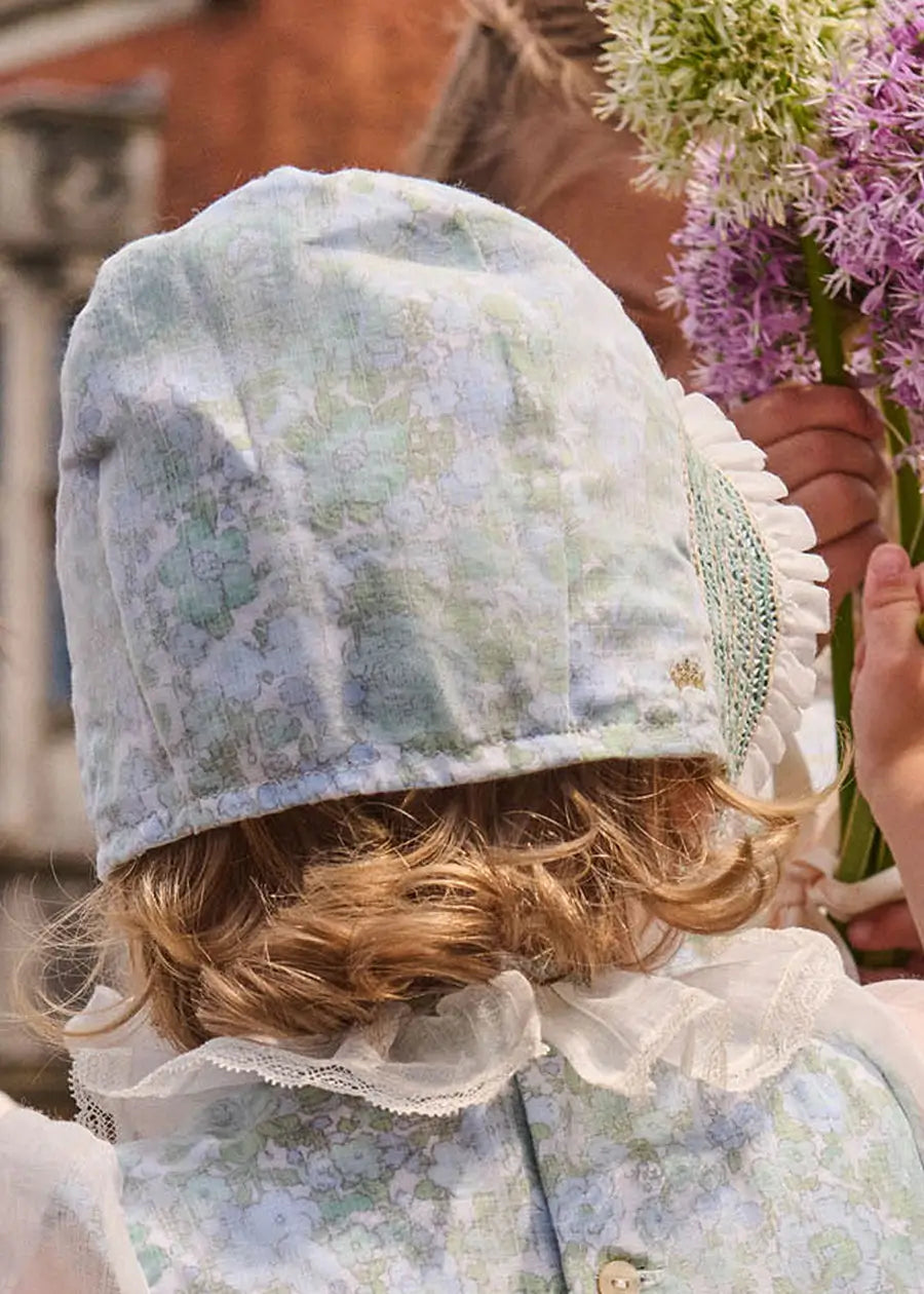 The Regency Floral Organza Bonnet in Green (S-M) PRE-ORDER Bonnets from Pepa London US