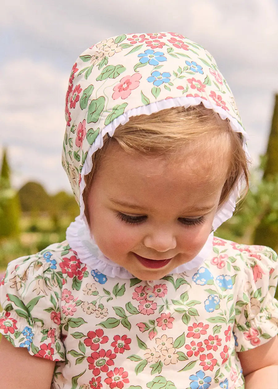 The Royal Floral Bonnet in Cream Made with Liberty Fabric (S-L) Bonnets from Pepa London US