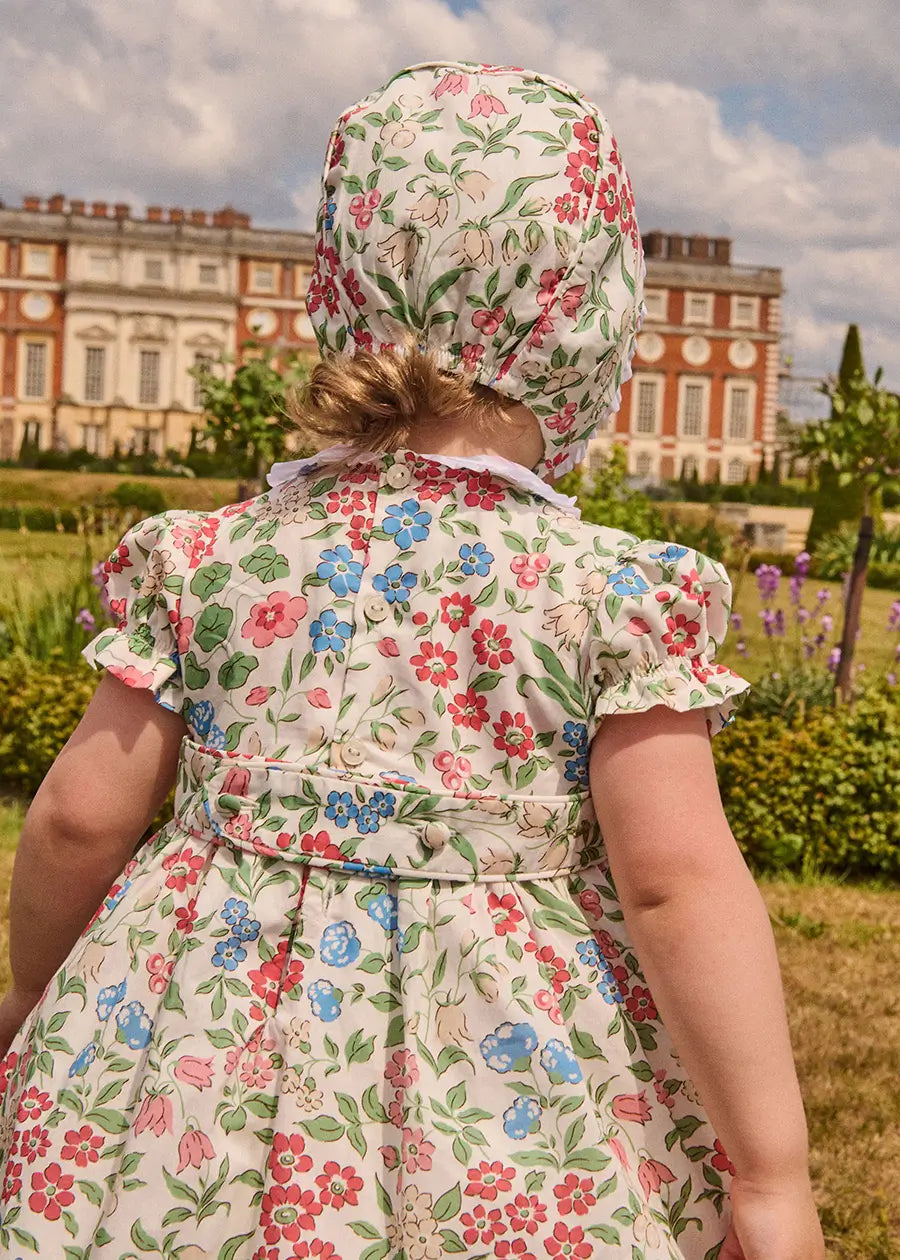 The Royal Floral Bonnet in Cream Made with Liberty Fabric (S-L) Bonnets from Pepa London US