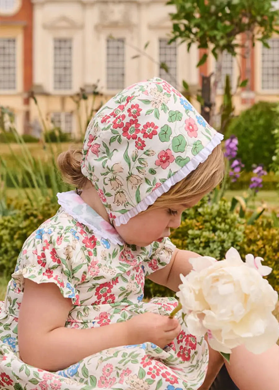 The Royal Floral Bonnet in Cream Made with Liberty Fabric (S-L) Bonnets from Pepa London US
