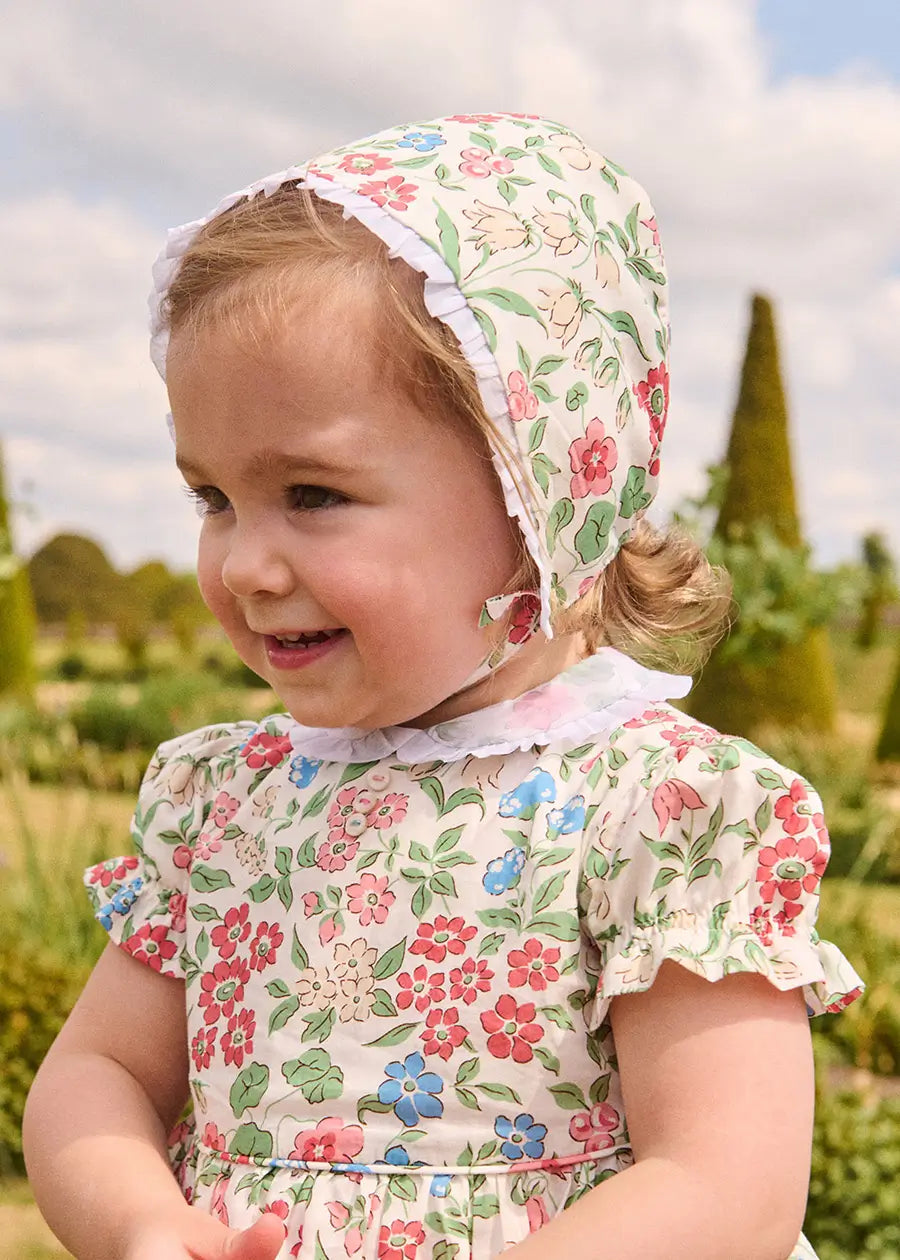 The Royal Floral Bonnet in Cream Made with Liberty Fabric (S-L) Bonnets from Pepa London US