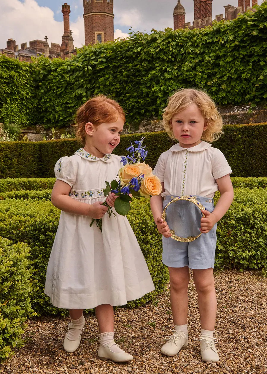 The Royal Embroidered Two Piece Set in Blue (12mths-5yrs) PRE-ORDER TWO PIECE SETS from Pepa London US