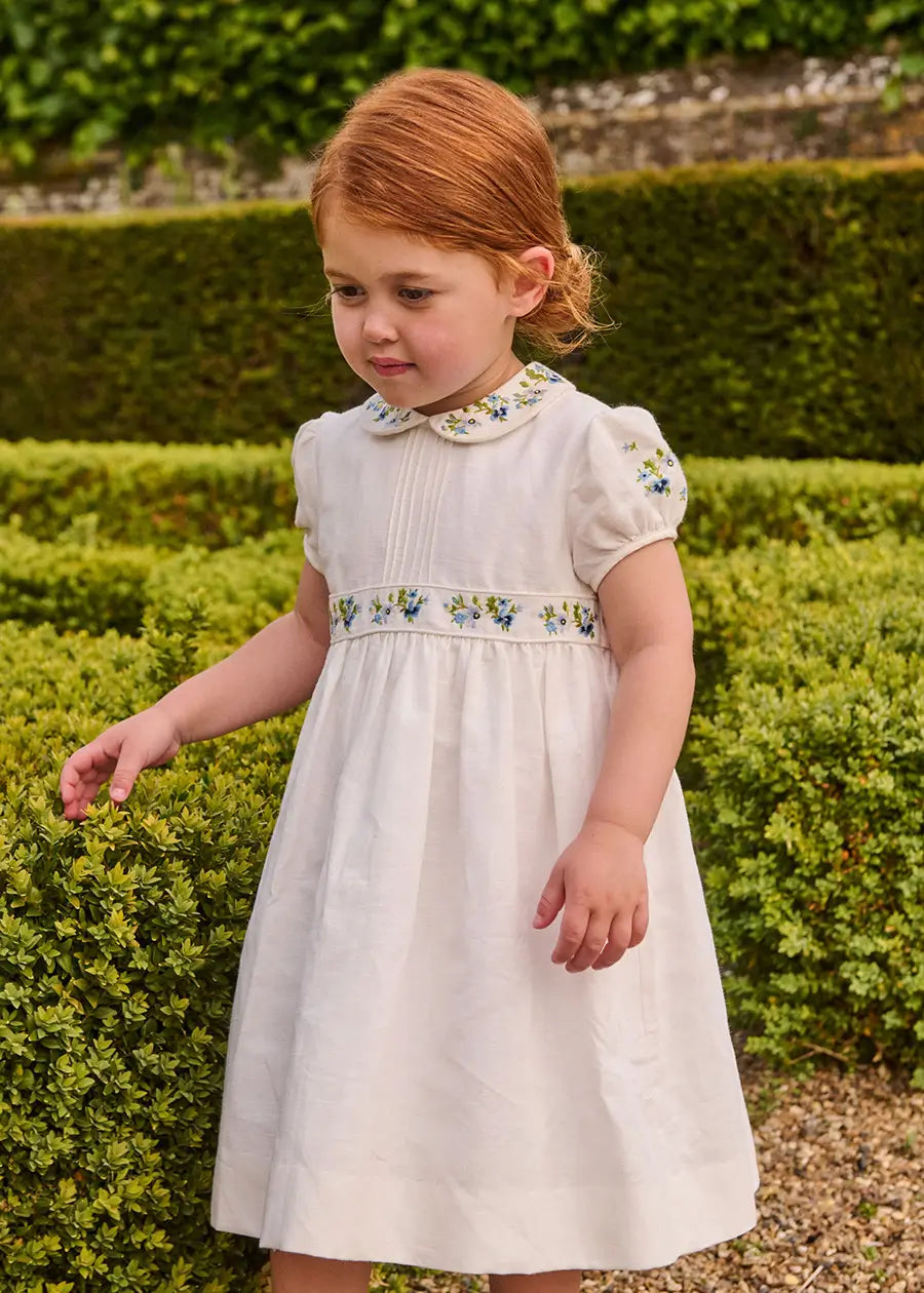 The Royal Embroidered Dress in White (12mths-10yrs) Dresses from Pepa London US