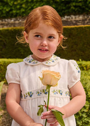 The Royal Embroidered Dress in White (12mths-10yrs) Dresses from Pepa London US