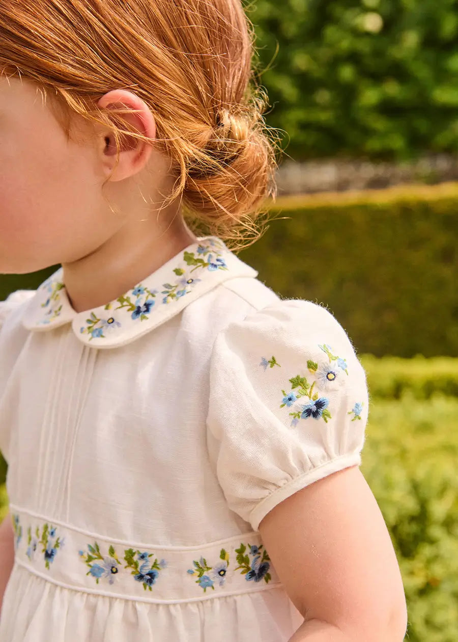 The Royal Embroidered Dress in White (12mths-10yrs) Dresses from Pepa London US