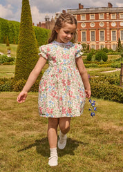 The Royal Floral Dress in Cream Made with Liberty Fabric (4-10yrs) Dresses from Pepa London US