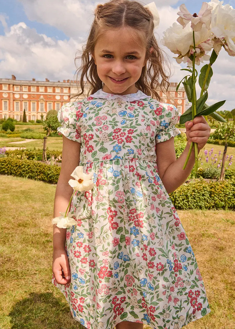 The Royal Floral Dress in Cream Made with Liberty Fabric (4-10yrs) Dresses from Pepa London US