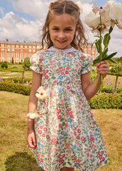 The Royal Floral Dress in Cream Made with Liberty Fabric (4-10yrs) Dresses from Pepa London US
