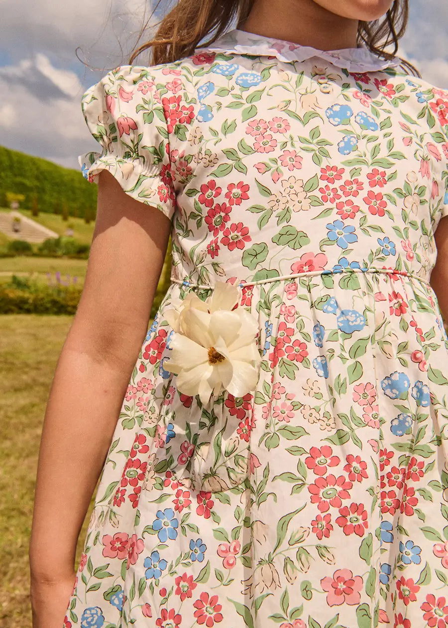 The Royal Floral Dress in Cream Made with Liberty Fabric (4-10yrs) Dresses from Pepa London US