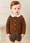 Cable Cardigan in Brown (6mths-3yrs) Knitwear  from Pepa London US