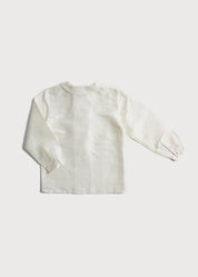 Boy's white double-breasted Peter Pan collar silk shirt (12mths-10yrs) Shirts  from Pepa London US