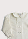 Boy's white double-breasted Peter Pan collar silk shirt (12mths-10yrs) Shirts  from Pepa London US