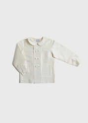 Boy's white double-breasted Peter Pan collar silk shirt (12mths-10yrs) Shirts  from Pepa London US