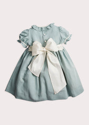 Hand Smocked Flower Girl Occasion Dress in Teal & Ivory (12mths-8yrs) Dresses from Pepa London US