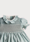 Hand Smocked Flower Girl Occasion Dress in Teal & Ivory (12mths-8yrs) Dresses  from Pepa London US