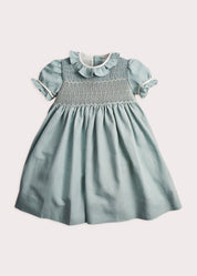 Hand Smocked Flower Girl Occasion Dress in Teal & Ivory (12mths-8yrs) Dresses from Pepa London US