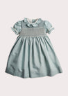 Hand Smocked Flower Girl Occasion Dress in Teal & Ivory (12mths-8yrs) Dresses  from Pepa London US