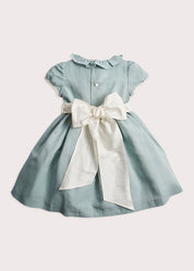 Teal Flower Girl Occasion Dress with Ivory Sash (12mths-10yrs) Dresses from Pepa London US