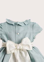 Teal Flower Girl Occasion Dress with Ivory Sash (12mths-10yrs) Dresses from Pepa London US