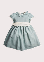 Teal Flower Girl Occasion Dress with Ivory Sash (12mths-10yrs) Dresses from Pepa London US