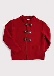 Toggle Fastening Knitted Cardigan in Red (12mths-10yrs) Knitwear from Pepa London US
