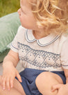 Hand Smocked Short Sleeve Two Piece Set in Royal Blue (18mths-5yrs) Two Piece Set  from Pepa London US