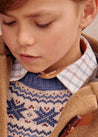 Rutherford Check Polo Collar Long Sleeve Shirt in Brown (3-10yrs) Shirts from Pepa London US