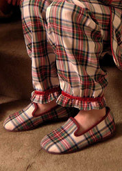 Sussex Tartan Slippers in Red (24-34EU) Shoes from Pepa London US