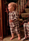 Sussex Tartan Peter Pan Collar Nightwear in Red (6mths-3yrs) Nightwear  from Pepa London US