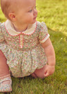 Cordelia Floral Hand-Smocked Short Sleeve Romper in Pink Made with Liberty Fabric (3m-2yrs) ROMPERS from Pepa London US