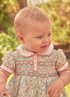 Cordelia Floral Hand-Smocked Short Sleeve Romper in Pink Made with Liberty Fabric (3m-2yrs) ROMPERS from Pepa London US
