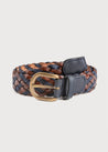 Navy & Brown Leather Braided Belt Belts & Braces  from Pepa London US