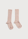 Light Pink Ribbed Knee-High Socks (3mths-8yrs) Socks  from Pepa London US