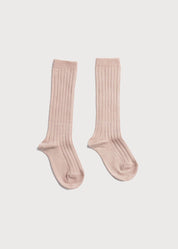Light Pink Ribbed Knee-High Socks (3mths-10yrs) Socks from Pepa London US