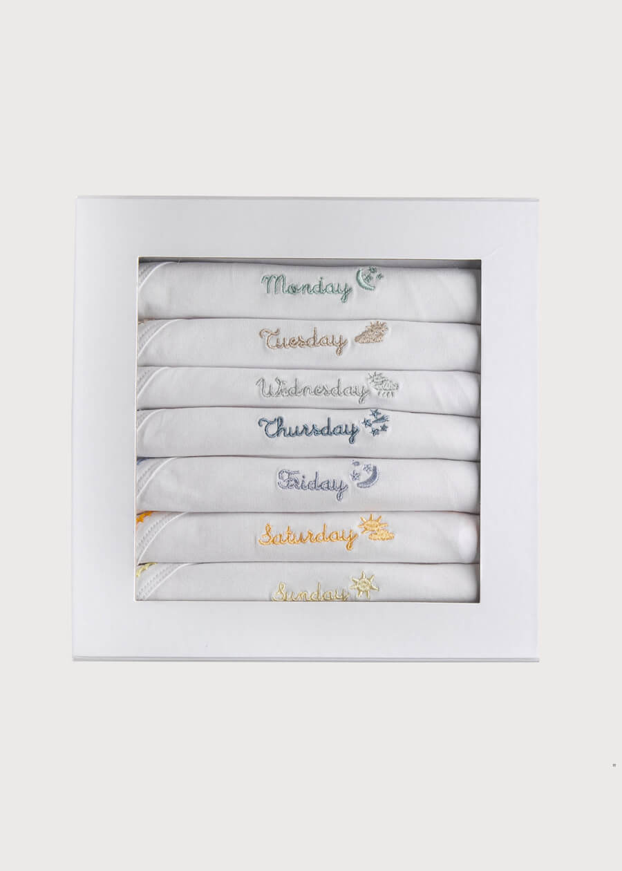 Seven Days a Week Bodysuit Set (0-12mths) GIFT SETS from Pepa London