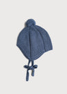 Knitted Merino Wool Winter Bonnet in Blue (S-L) Knitted Accessories  from Pepa London US