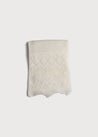 Intricate Openwork Fine Merino Wool Shawl in Cream Knitted Accessories  from Pepa London US
