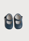 Leather Mary Jane Pram Shoes in Classic Blue (17-20EU) Shoes  from Pepa London US