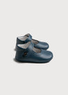 Leather Mary Jane Pram Shoes in Classic Blue (17-20EU) Shoes  from Pepa London US